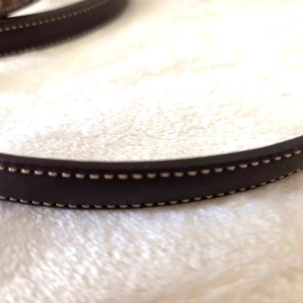 COACH Signature Miniature Logo Brown & Tan Genuine Leather Dog Leash EUC - Picture 6 of 15